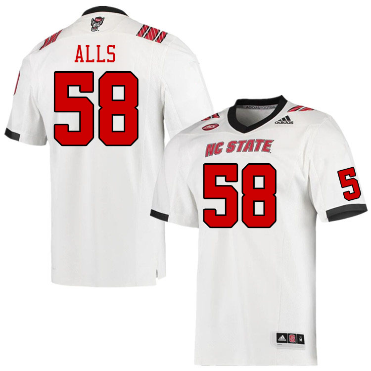 Men #58 Carter Alls North Carolina State Wolfpacks College Football Jerseys Stitched-White - Click Image to Close